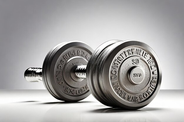 Photo two dumbbells with the words  the word  on them