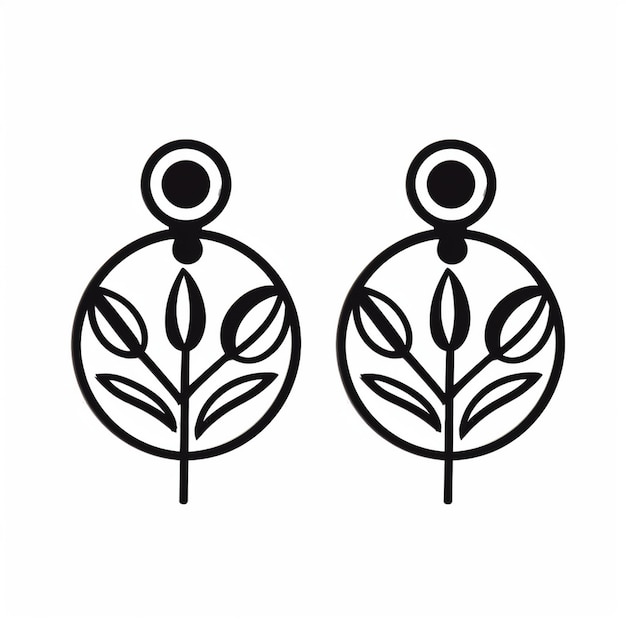 two earrings with leaves and a leaf design on them.