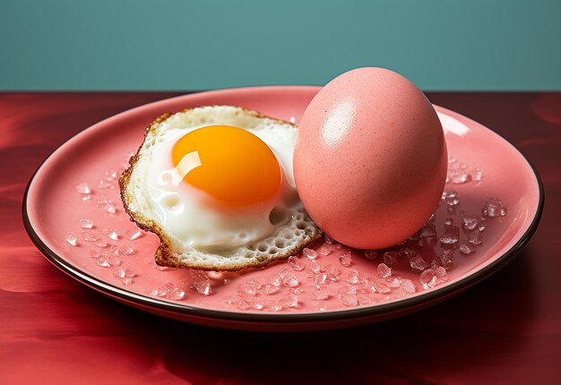 Two Eggs on a Plate Pink Plate Style