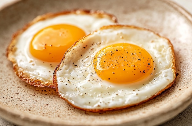 two eggs with pepper and pepper on them