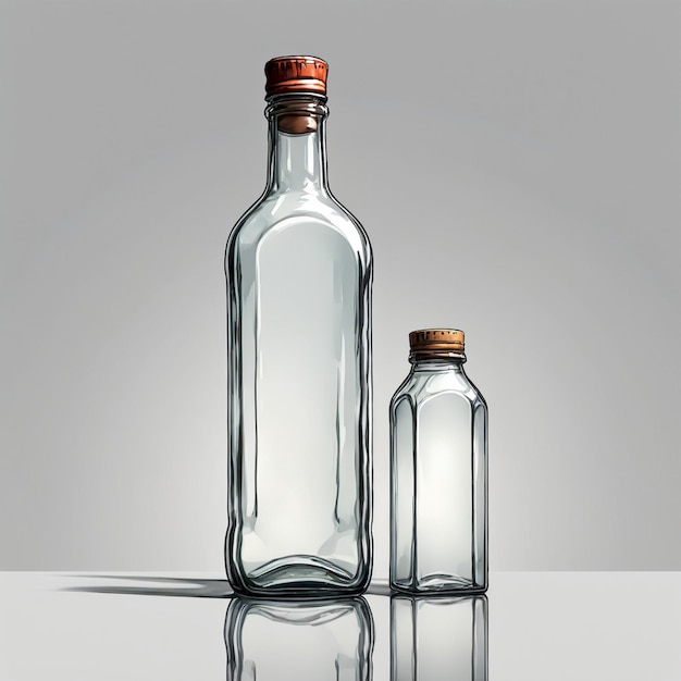 two empty bottles with the caps quot the top quot and the top of them