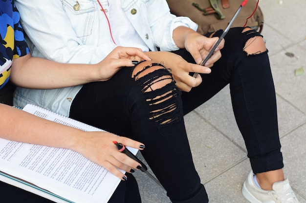 Two female students are preparing for exams