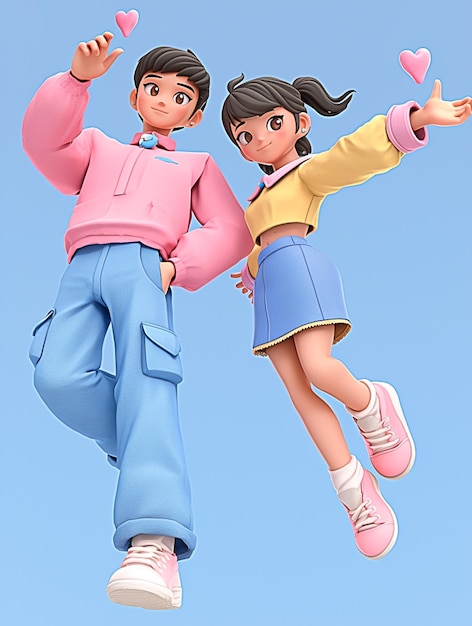 Two figurines of a couple flying in the air