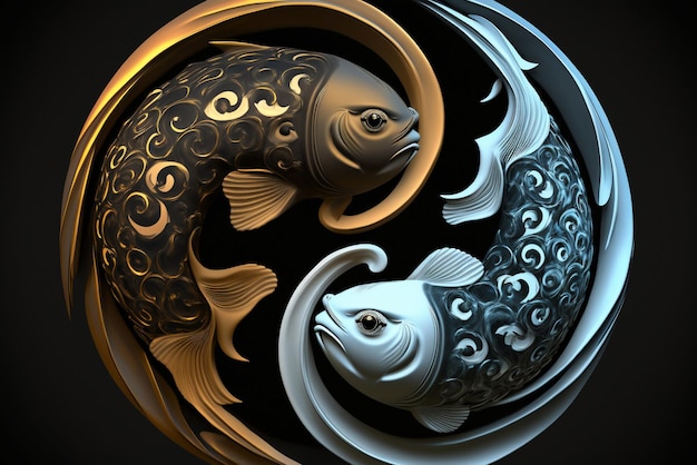 Two fish in the shape of a yin generative ai