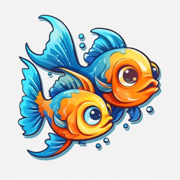 Two fish on a white background