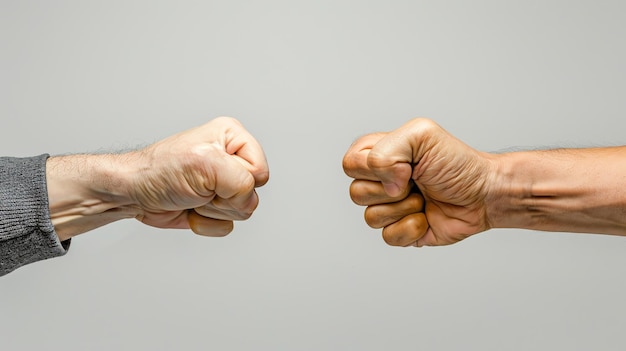 Photo two fists facing each other