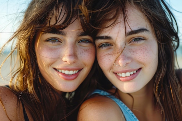 Two Friends Women Happy and Attractive Young Females Portrait Isolated Together