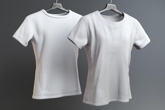 Two front and back portrait white t shirt mock up Generative AI image