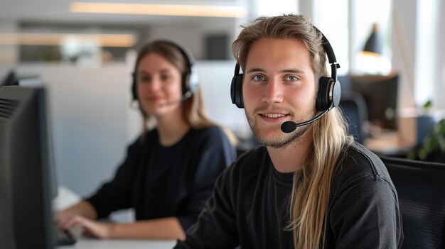 Photo two german customer support agents in front of a desk