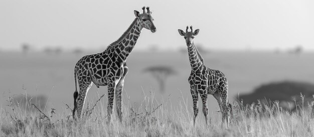 Photo two giraffes in the african savanna