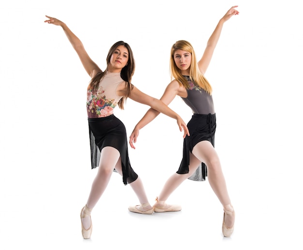 Two girls dancing ballet