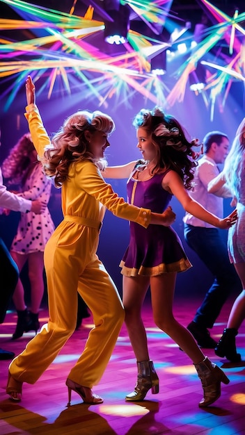 Two girls dancing in disco