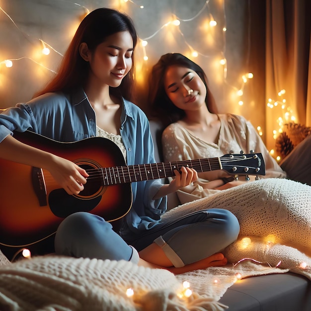 Two girls showing love and care for each other