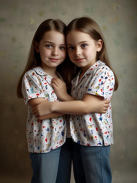 Photo two girls wearing shirts that say  the one is wearing  the other