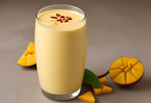 two glasses of Mango Shake with mango fruit