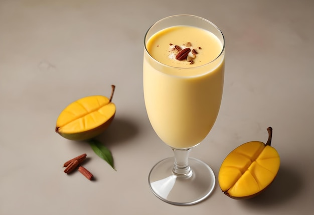 two glasses of Mango Shake with mango fruit