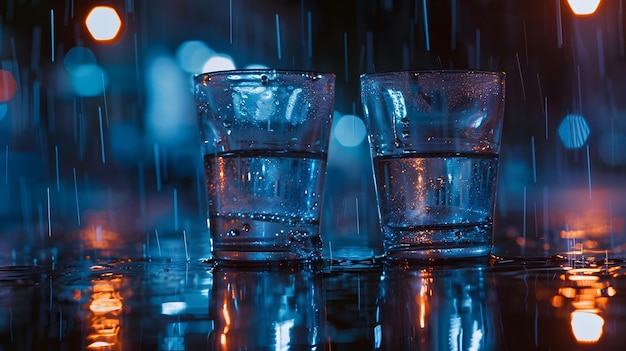 Two glasses in the rain Generative AI