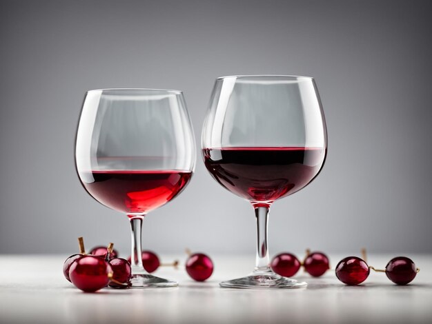 Two glasses of red wine isolated on white background