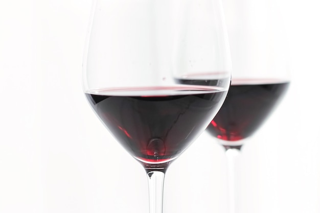 Two glasses of red wine organic beverage product