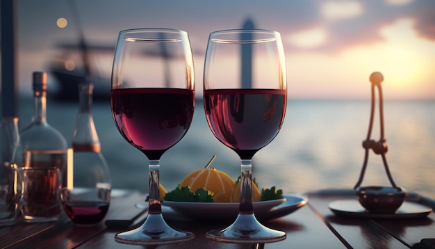 Two glasses of wine Generative AI