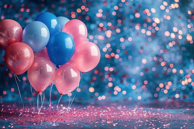 Two Glitter Party Hats on a Table With Confetti and OutofFocus Lights