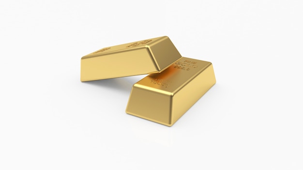 Two gold bank bars on white