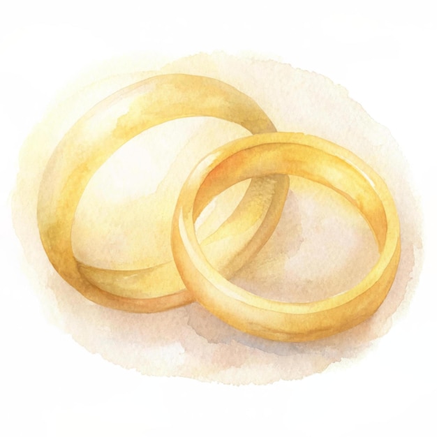 Photo two gold wedding rings are shown in a watercolor painting