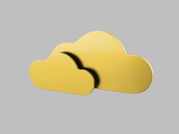 Two golden clouds mono color on a gray solid background Minimalistic design object 3d rendering icon ui ux interface element