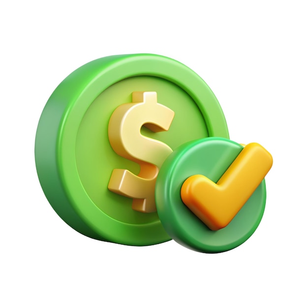 two green and yellow coins with a dollar sign on the top