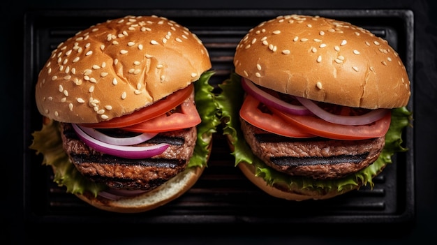 two halves of burger grilled on the grill