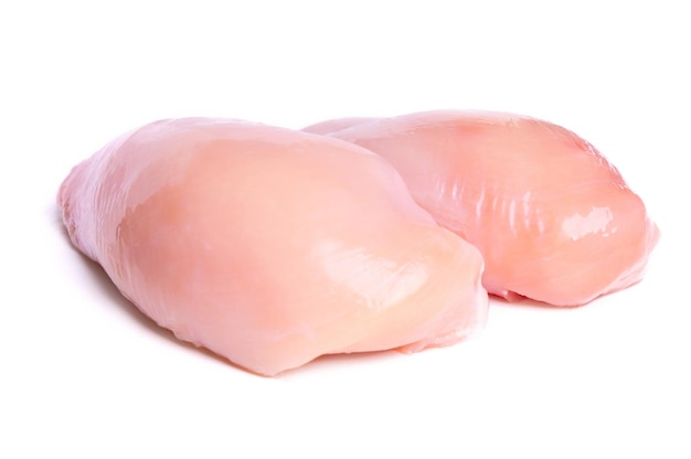 Two halves of chicken breast. Chicken fillet isolated on a white background