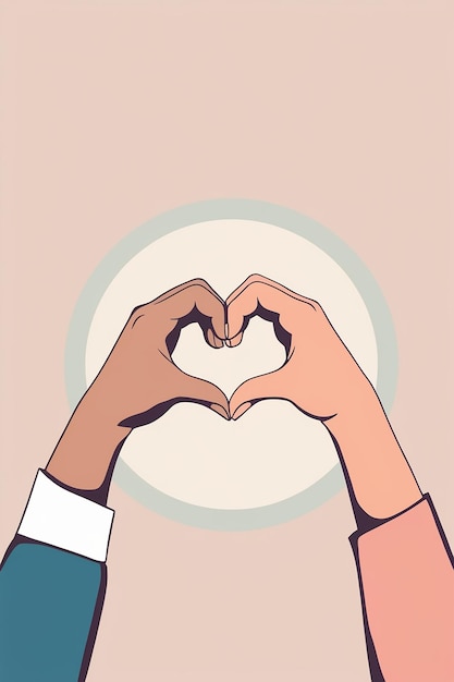 Photo two hands forming a heart shape against a simple background