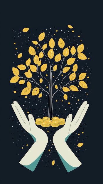 Photo two hands gently cradle a flourishing money tree symbolizing growth and prosperity