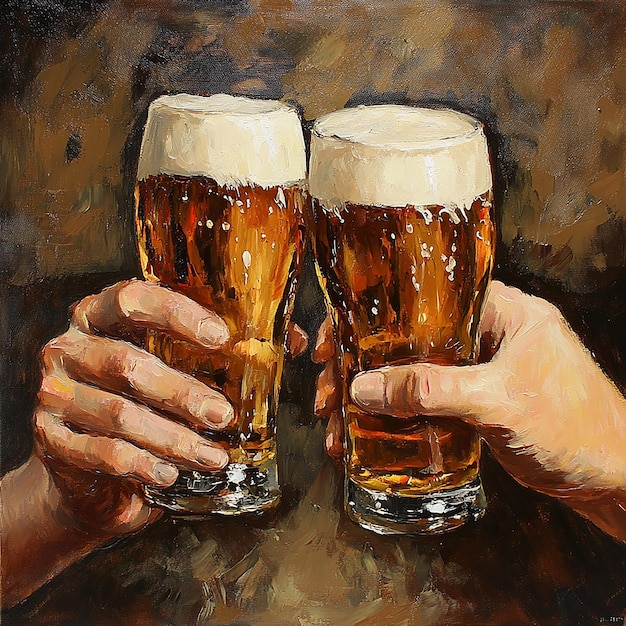 two hands holding glasses of beer with the words quot the word beer quot on the bottom