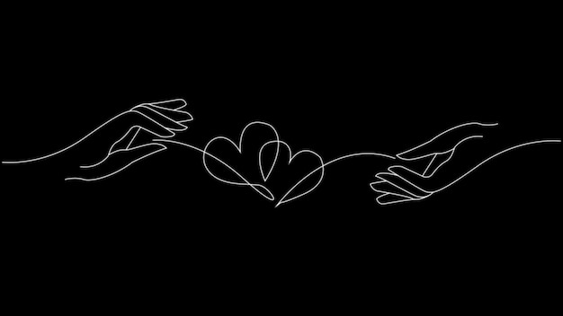 Photo two hands making heart sign continuous line drawing valentines day vector illustration