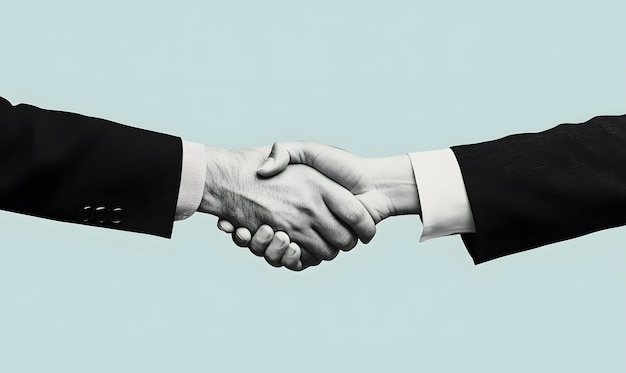 Photo two handshake in front of a gray background