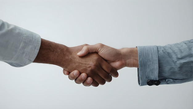 two handshake between two people shaking hands against a grey background