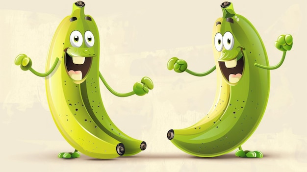 Two Happy Bananas Dancing