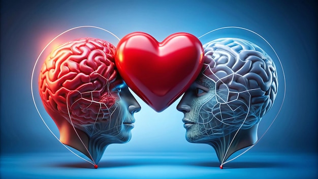 two heads with the brain drawn on them and the words love