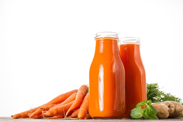 Photo two healthy carrot smoothies