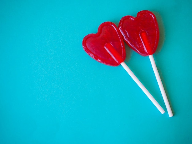 Two heart lollipops, love concept. Valentin'es day