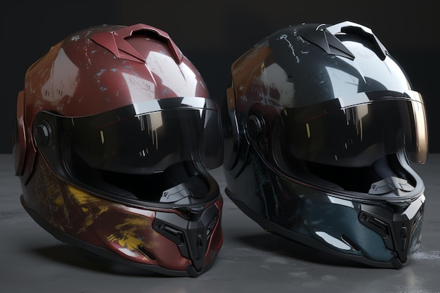 Two helmets with the word speed on them