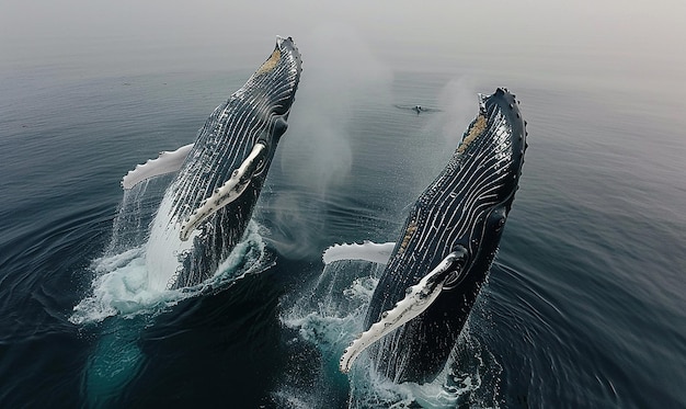 two humpback whales are seen on a boat