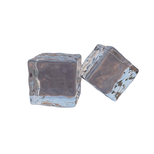 Two ice cubes 3d render