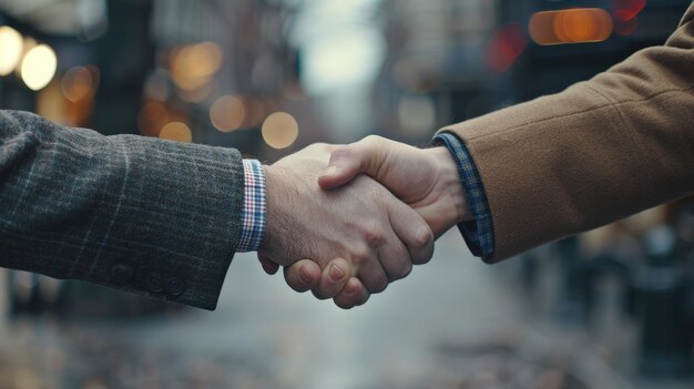 Two individuals shaking hands symbolizing agreement or partnership