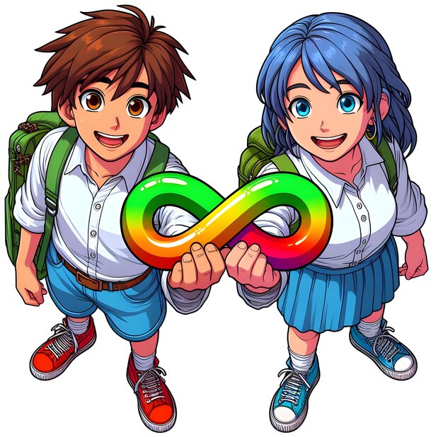 two kids with infinity colored ring