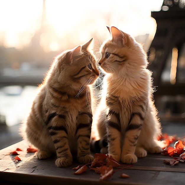 two kittens are sitting on a table one of which has the word quot on it quot