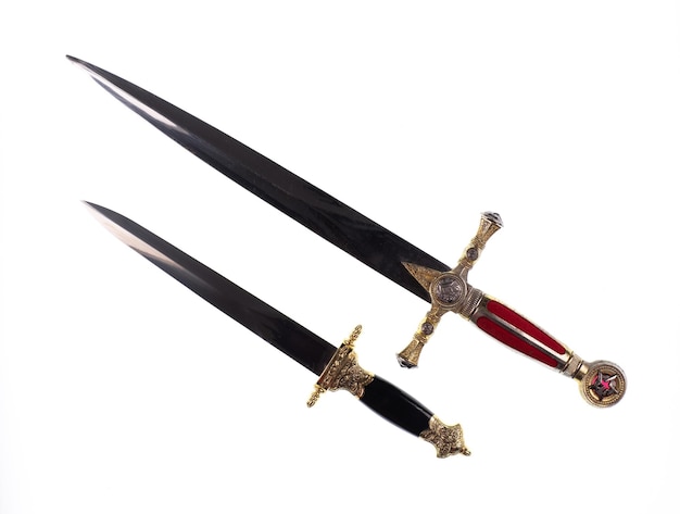 two knight swords isolated on white background