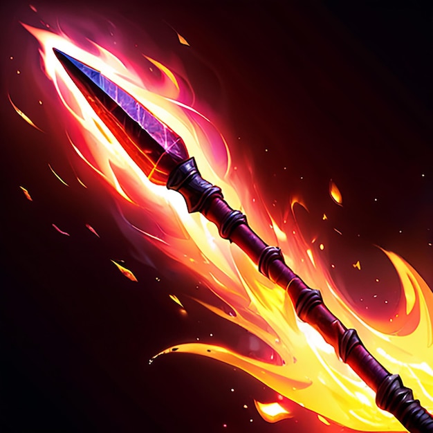 two knives with a flame on the top of them