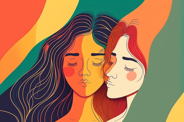 Two lgbt girls in modern art style